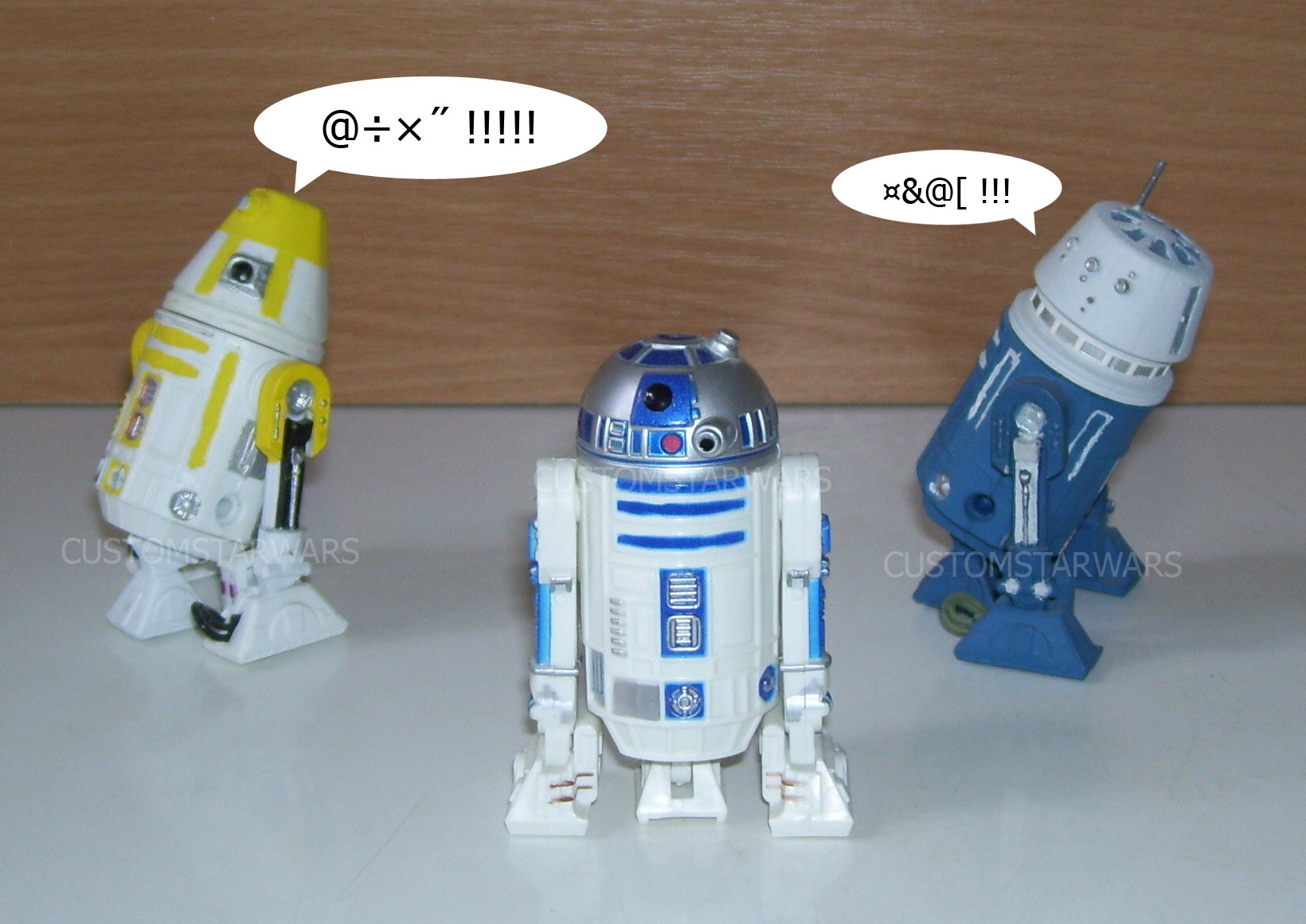 R2 in hurry pushed 2 astromech droids away
