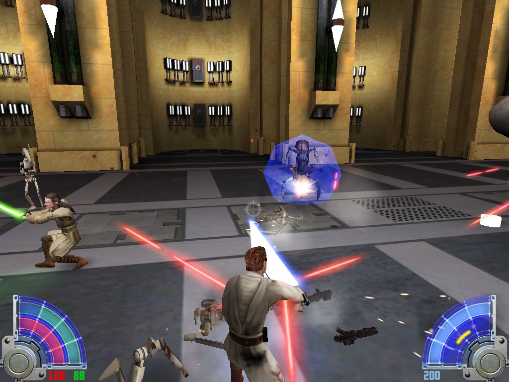 The Jedi escorted the Queen into the hangar, captured her personal starship, and escaped Naboo