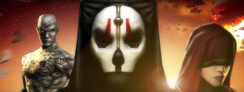 opening screen of kotor2 with darth sion darth nihilus and visas marr